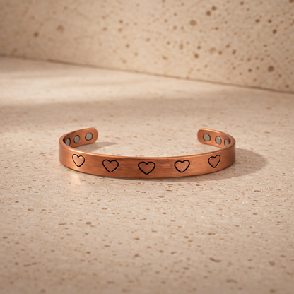 Solid Copper Heart Cuff Bracelet